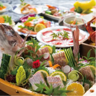 椿会席＋鯛船盛り付き